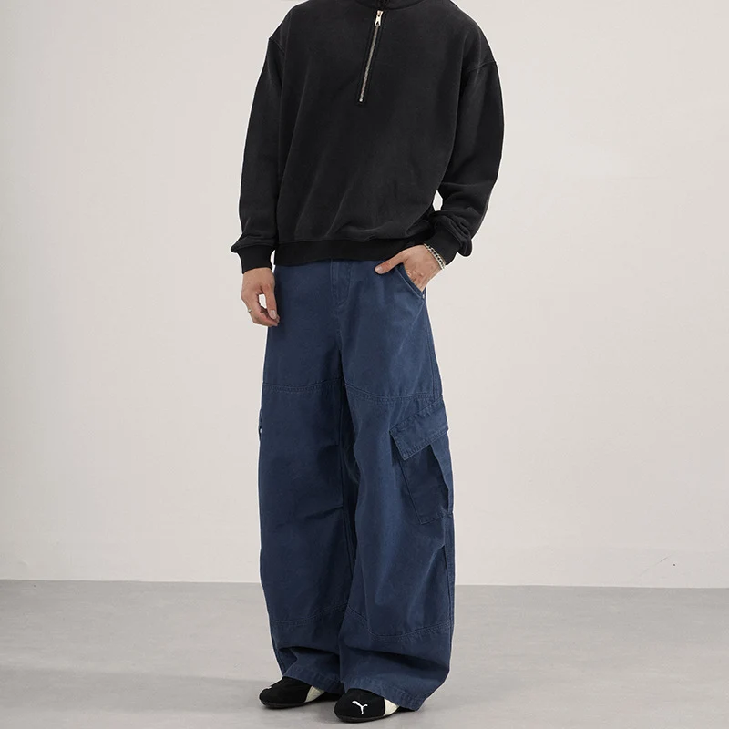 Herren Baggy-Cargohose im Utility-Stil mit tiefem Bund und extra weitem Bein Drune