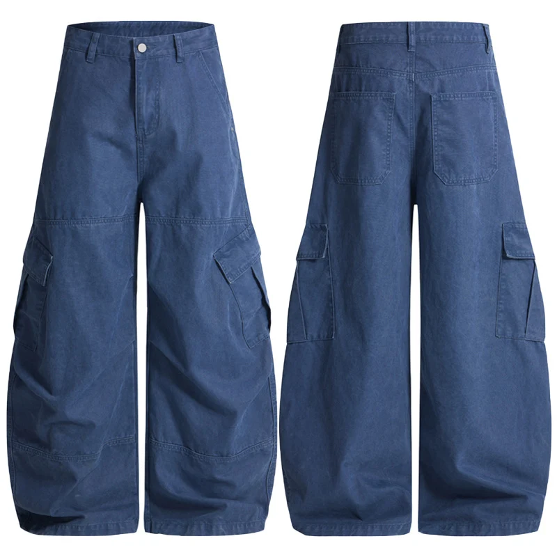 Herren Baggy-Cargohose im Utility-Stil mit tiefem Bund und extra weitem Bein Drune