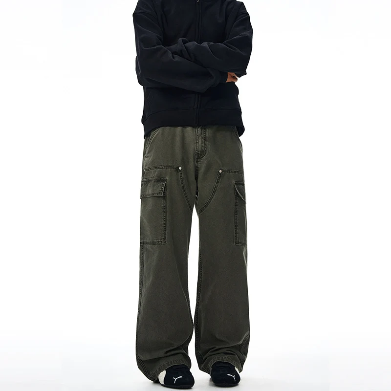 Herren Baggy Cargohose im Palazzoschnitt mit großen aufgesetzten Taschen Drune