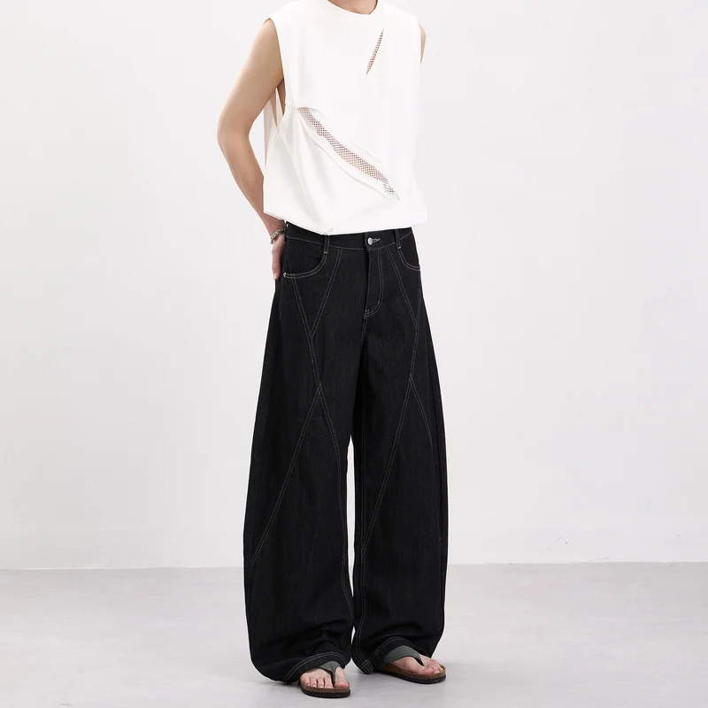 Herren Ärmelloses Oversize-Tanktop mit Mesh‑Einsätzen und asymmetrischem Schnitt Drune