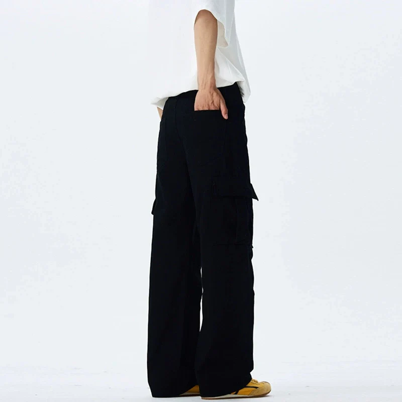 Damen Weitgeschnittene Cargo-Hose mit hoher Taille und aufgesetzten Taschen Drune