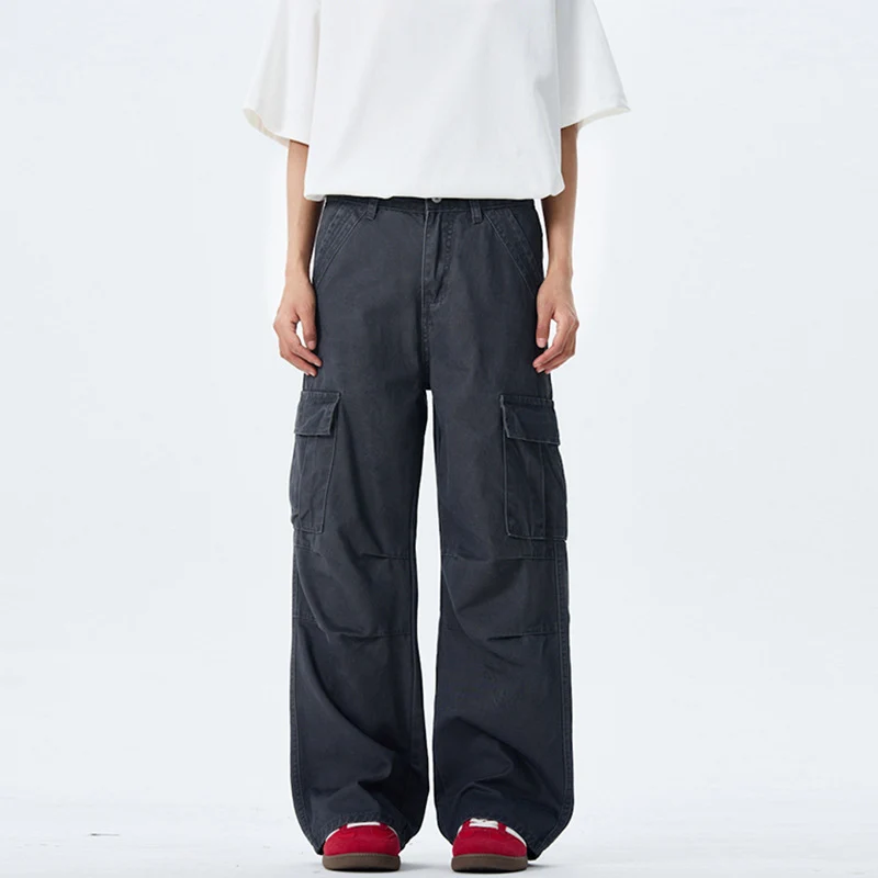 Damen Weitgeschnittene Cargo-Hose mit hoher Taille und aufgesetzten Taschen Drune