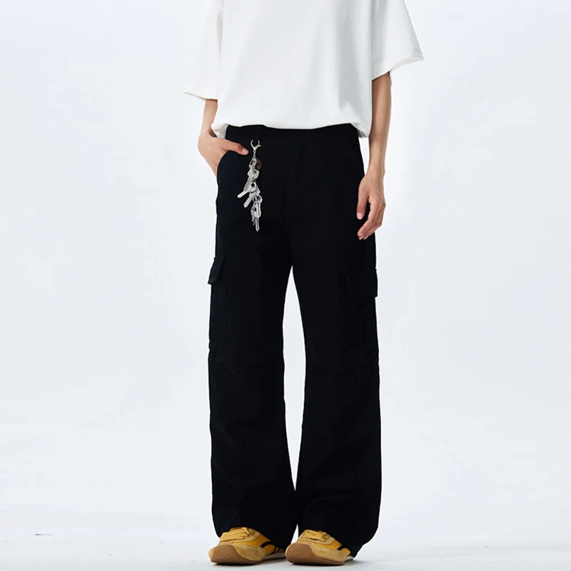 Damen Weitgeschnittene Cargo-Hose mit hoher Taille und aufgesetzten Taschen Drune