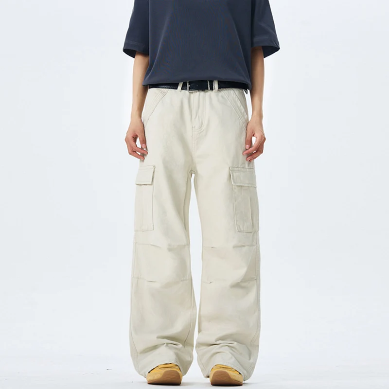 Damen Weitgeschnittene Cargo-Hose mit hoher Taille und aufgesetzten Taschen Drune