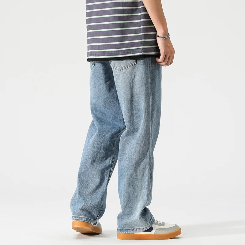 Damen weite verjüngende Denim-Jeans mit mittelhoher Taille Drune