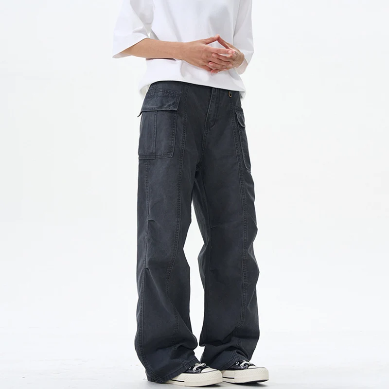 Damen Weite Utility-Cargohose mit extra weitem Schlag, aufgesetzten Pattentaschen und verstärkten Nähten Drune