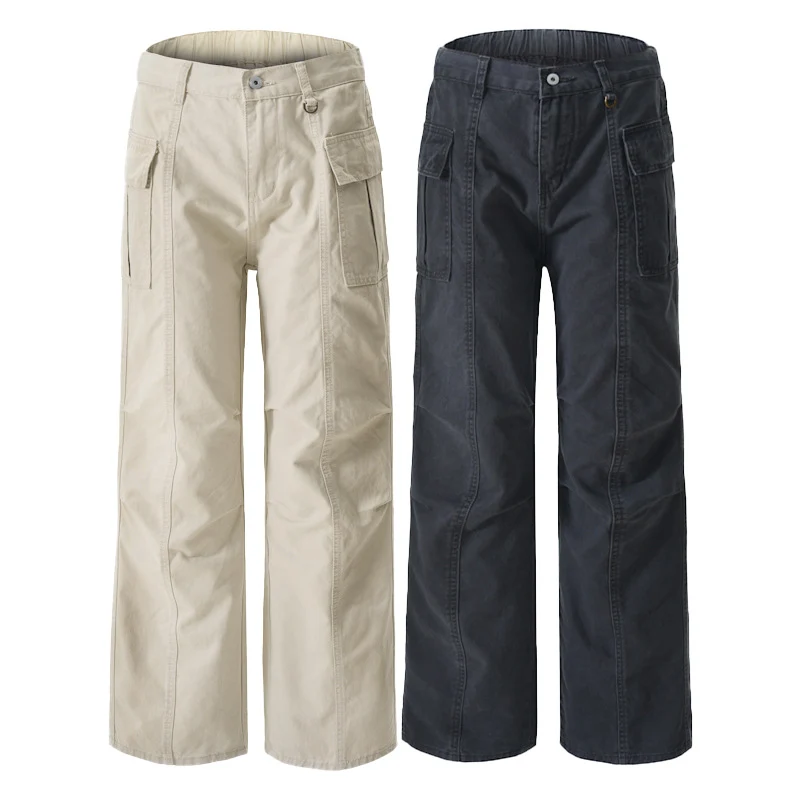 Damen Weite Utility-Cargohose mit extra weitem Schlag, aufgesetzten Pattentaschen und verstärkten Nähten Drune