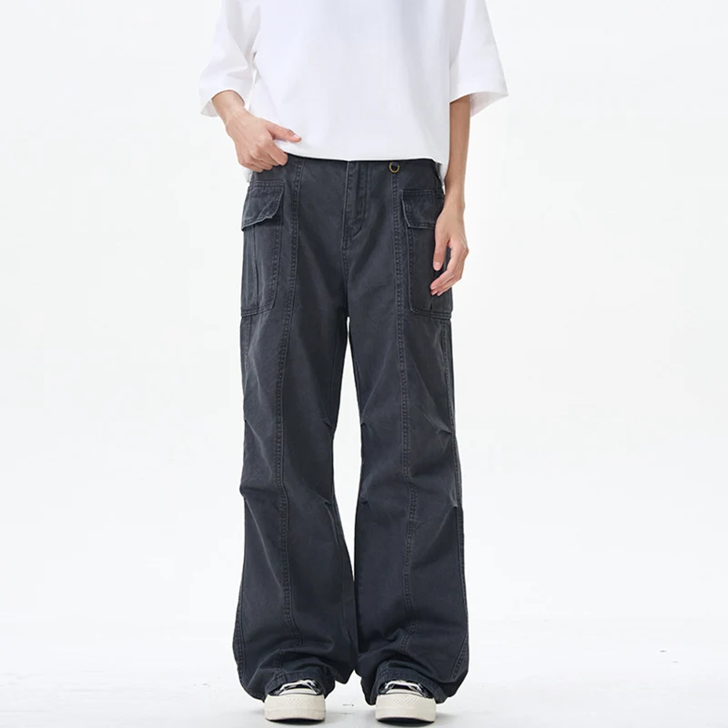 Damen Weite Utility-Cargohose mit extra weitem Schlag, aufgesetzten Pattentaschen und verstärkten Nähten Drune