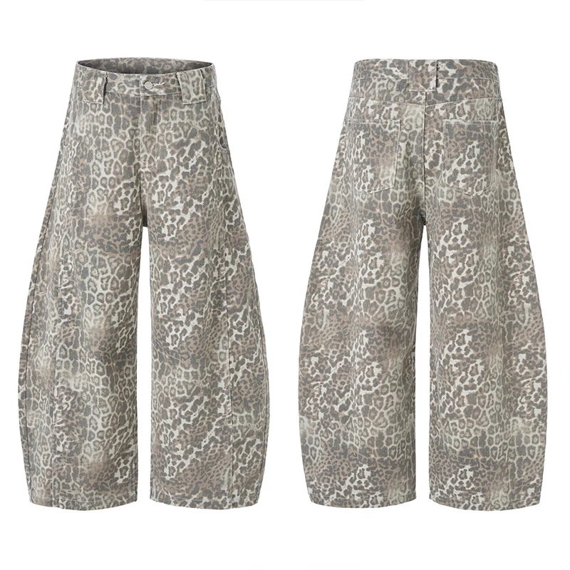 Damen Weite Leoparden-Print Palazzohose aus fließendem Viskose-Mix Drune