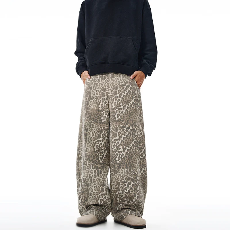 Damen Weite Leoparden-Print Palazzohose aus fließendem Viskose-Mix Drune