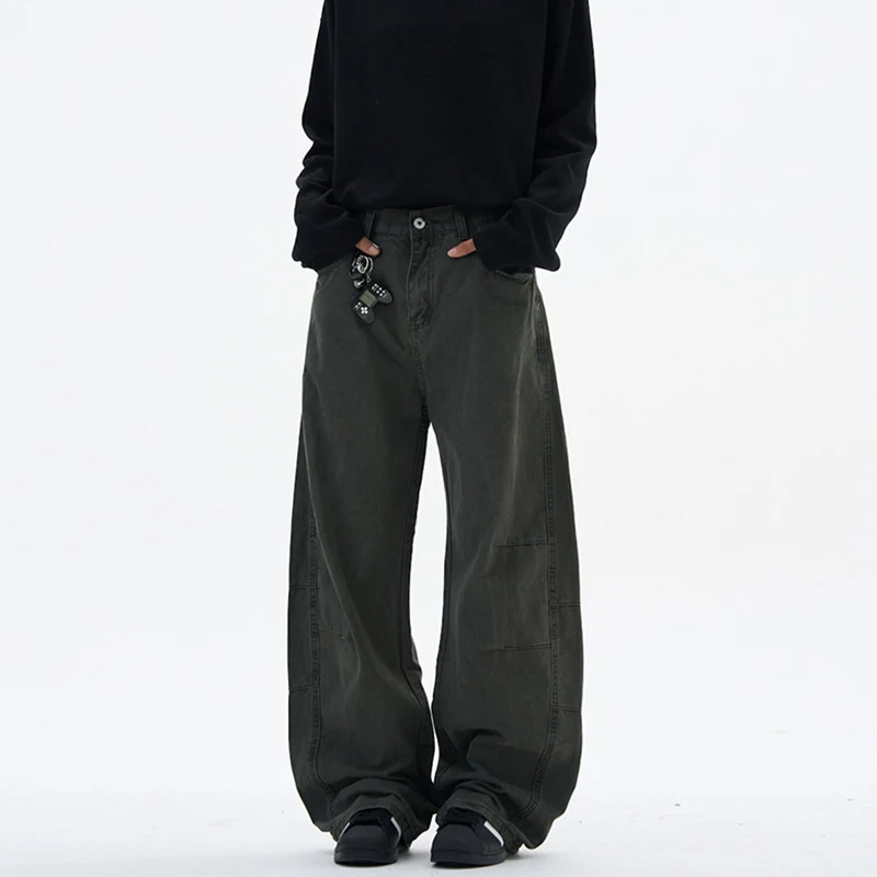 Damen Weite hochtaillierte Canvas-Hose mit elastischem Rückbund und Utility-Nähten Drune