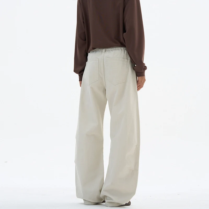 Damen Weite hochtaillierte Canvas-Hose mit elastischem Rückbund und Utility-Nähten Drune