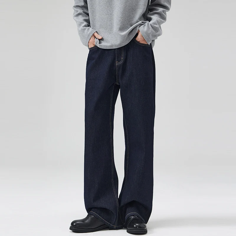 Damen Weite gefütterte Denim-Palazzo-Jeans mit mittelhohem Bund Drune