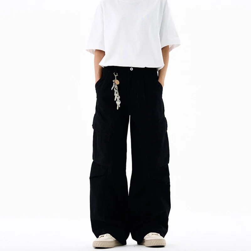 Damen weite Cargohose mit tiefem Schritt und aufgesetzten Taschen Drune