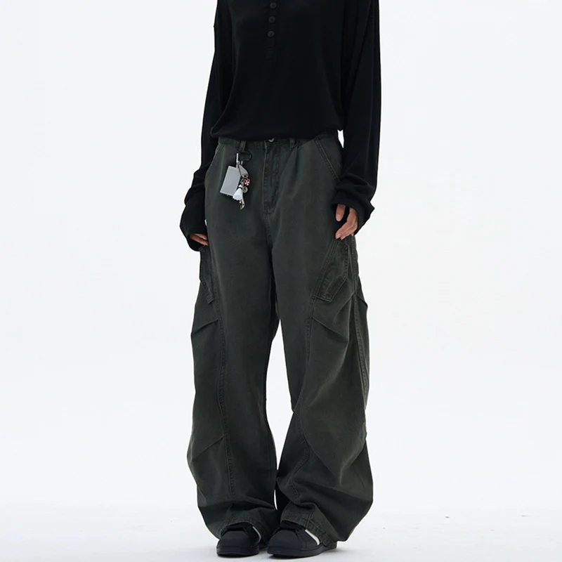 Damen weite Cargo-Hose im Baggy-Stil mit Utility-Taschen Drune