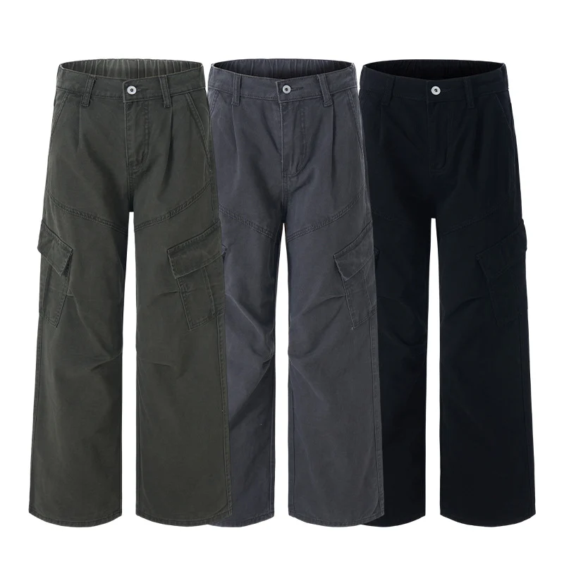 Damen Weit geschnittene Utility‑Cargohose im Palazzoschnitt mit hoher Taille und aufgesetzten Pattentaschen Drune