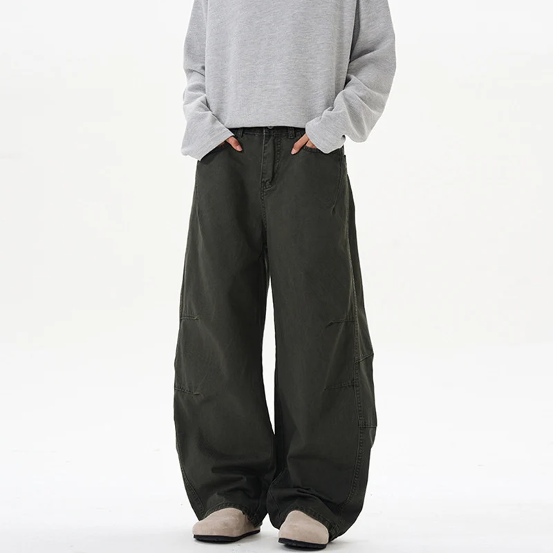 Damen Ultraweite Baumwoll-Canvas Palazzo-Hose mit elastischem Bund und Utility-Nähten Drune