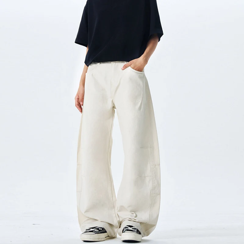 Damen Ultraweite Baumwoll-Canvas Palazzo-Hose mit elastischem Bund und Utility-Nähten Drune