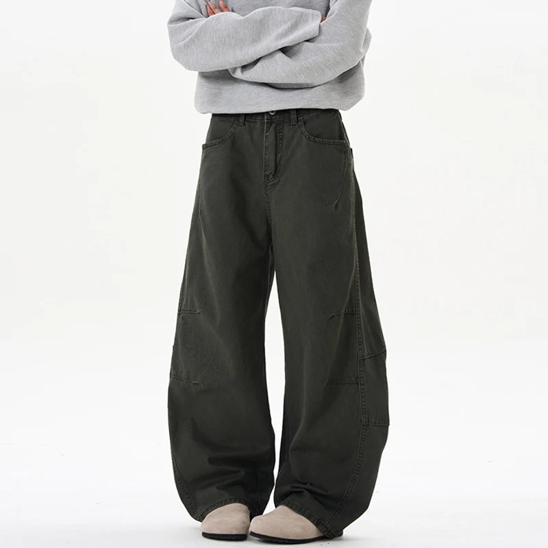 Damen Ultraweite Baumwoll-Canvas Palazzo-Hose mit elastischem Bund und Utility-Nähten Drune