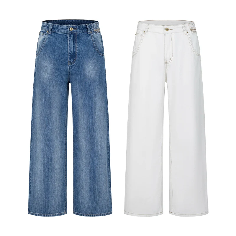 Damen Ultraweit geschnittene Canvas-Five-Pocket-Hose mit tiefer Bundlinie Drune