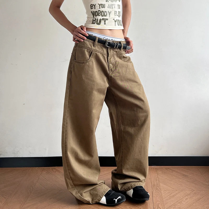 Damen Tiefsitzende Baggy-Denimhose mit ultraweitem Bein und relaxed-Fit Drune