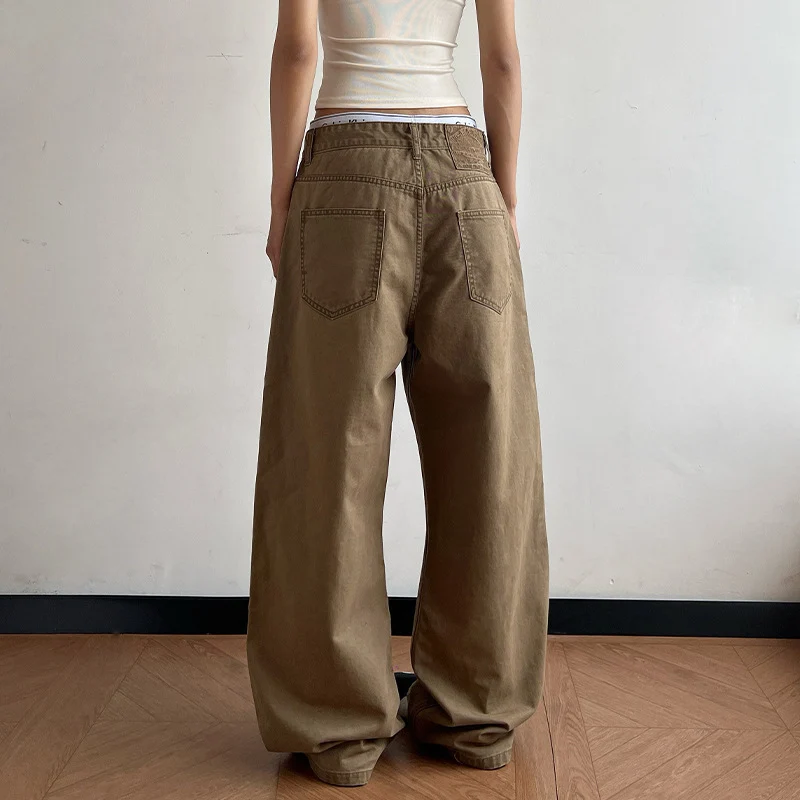 Damen Tiefsitzende Baggy-Denimhose mit ultraweitem Bein und relaxed-Fit Drune