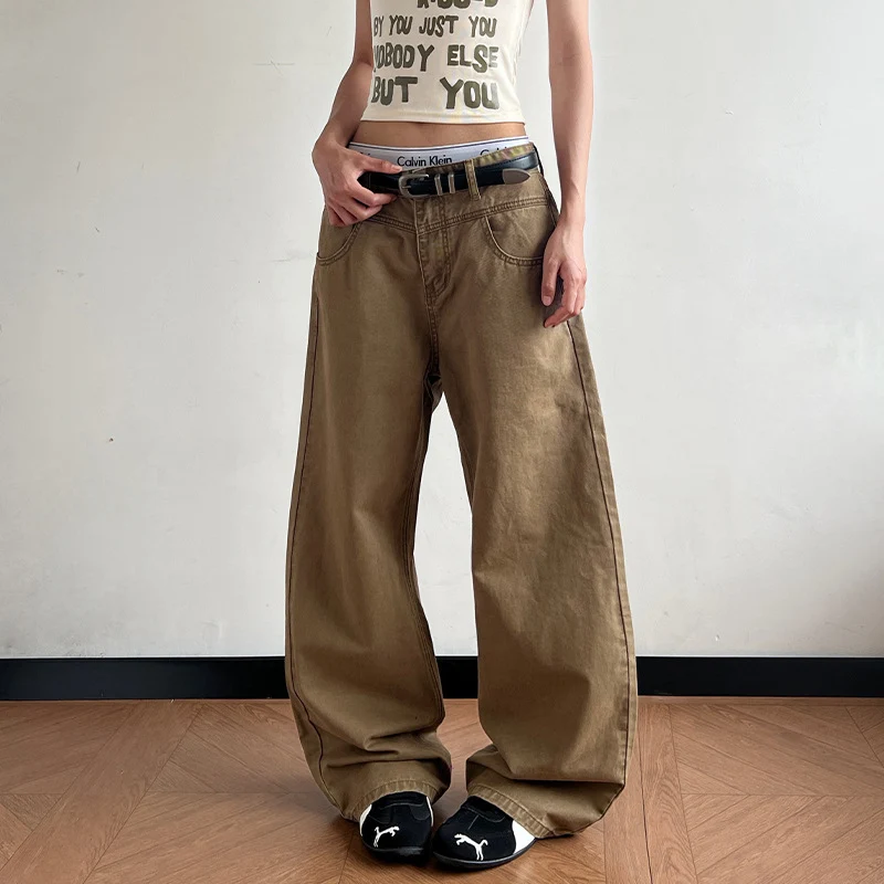 Damen Tiefsitzende Baggy-Denimhose mit ultraweitem Bein und relaxed-Fit Drune