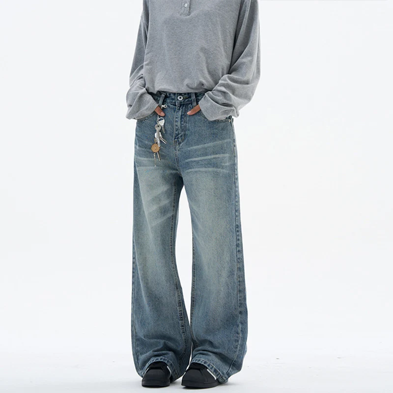Damen Superweite Baggy-Jeans mit Schlüsselanhänger-Chain und bodenlanger Palazzo-Silhouette Drune
