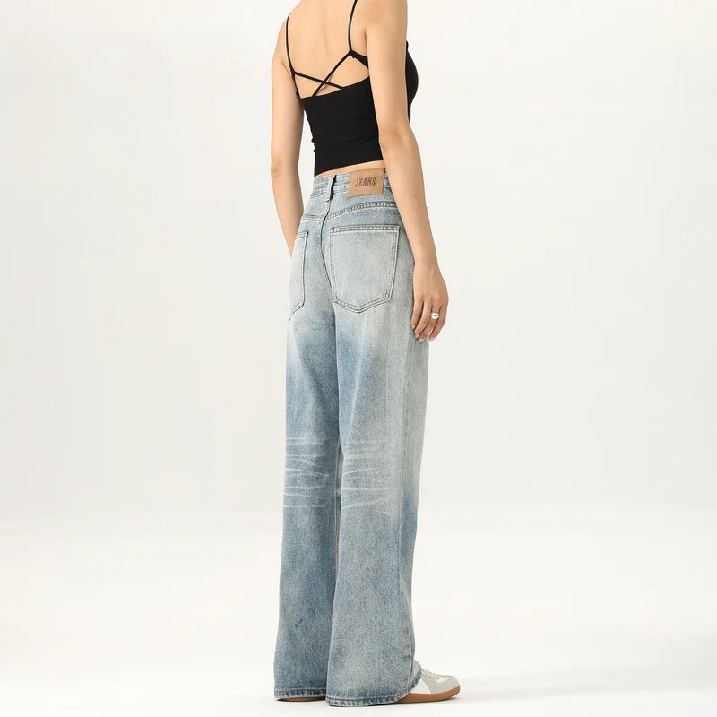 Damen Relaxed Straight-to-Flare Jeans im Vintage-Look mit extra langer Saumkante Drune
