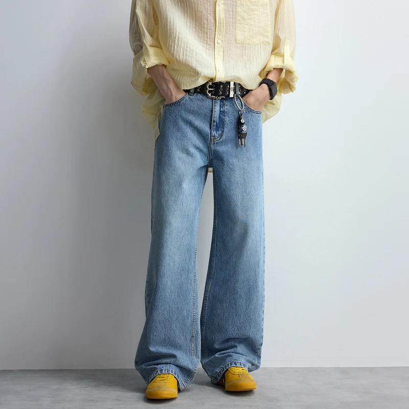 Damen Relaxed-Jeans mit extra weitem Bein, hoher Bund und cleanem Minimal-Design Drune