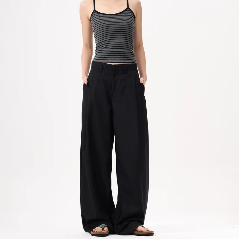Damen Palazzo‑Hose mit extra weitem Bein, verdecktem Reißverschluss und Bügelfalte Drune