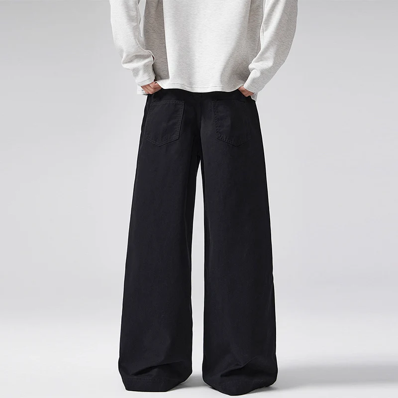 Damen Hochgeschnittene Extraweite Palazzo-Hose aus Baumwoll‑Twill mit bodenlanger Silhouette Drune