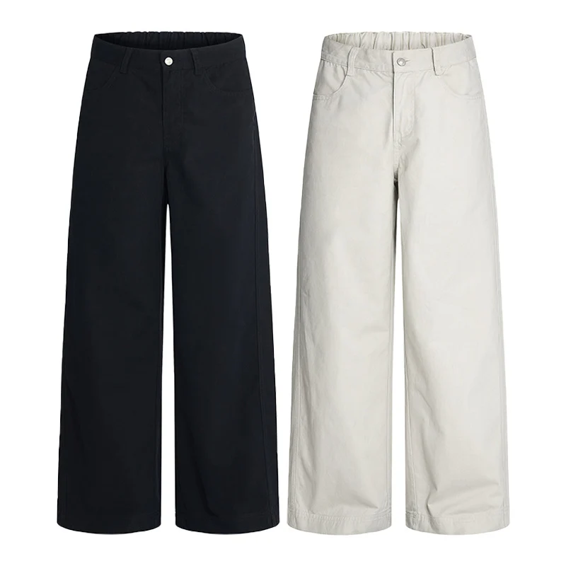 Damen Hochgeschnittene Extraweite Palazzo-Hose aus Baumwoll‑Twill mit bodenlanger Silhouette Drune