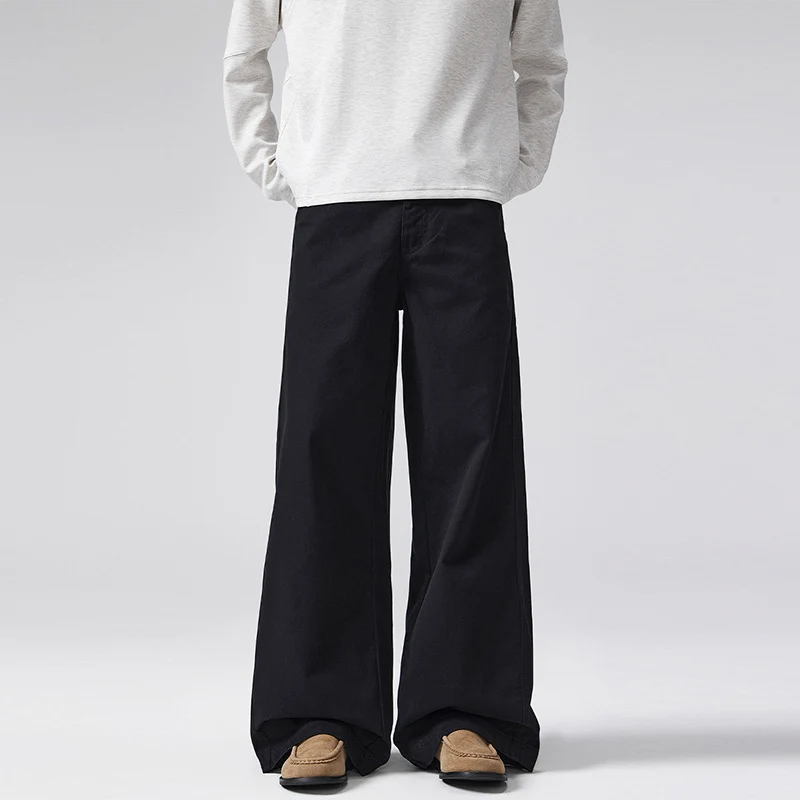 Damen Hochgeschnittene Extraweite Palazzo-Hose aus Baumwoll‑Twill mit bodenlanger Silhouette Drune
