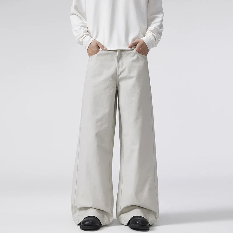 Damen Hochgeschnittene Extraweite Palazzo-Hose aus Baumwoll‑Twill mit bodenlanger Silhouette Drune