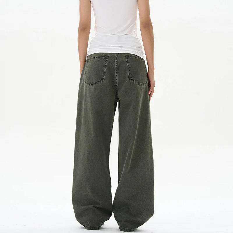 Damen Hochgeschnittene Baumwoll-Jeans mit extra weitem Bein Drune
