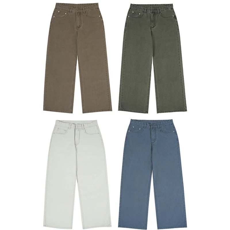 Damen Hochgeschnittene Baumwoll-Jeans mit extra weitem Bein Drune