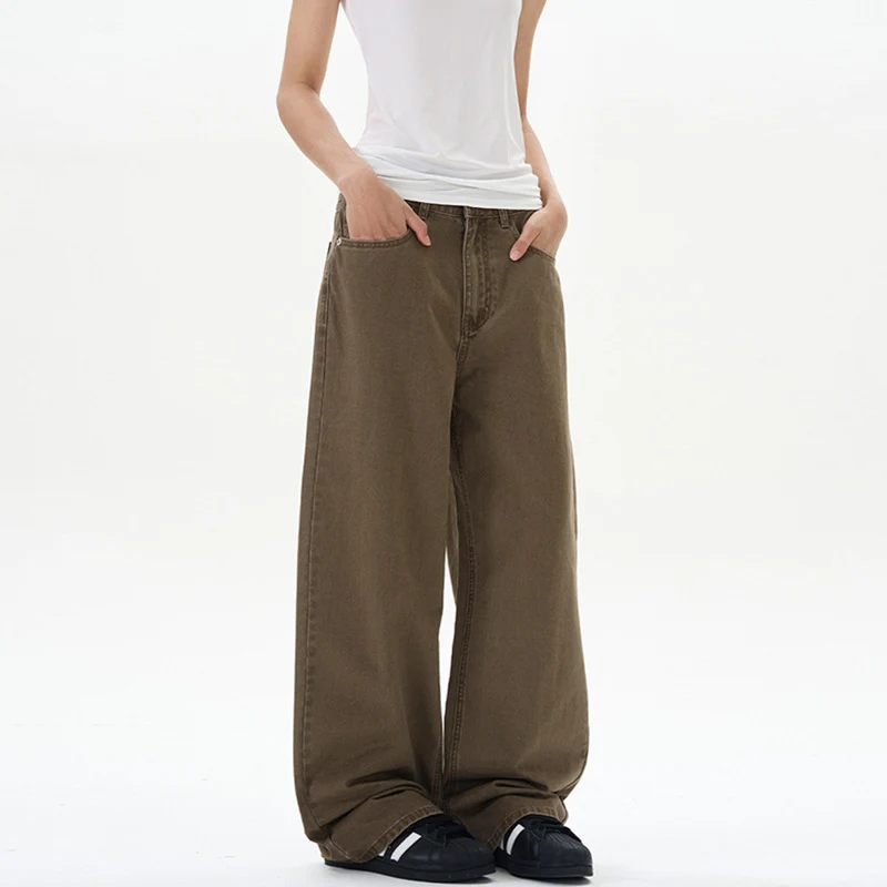 Damen Hochgeschnittene Baumwoll-Jeans mit extra weitem Bein Drune