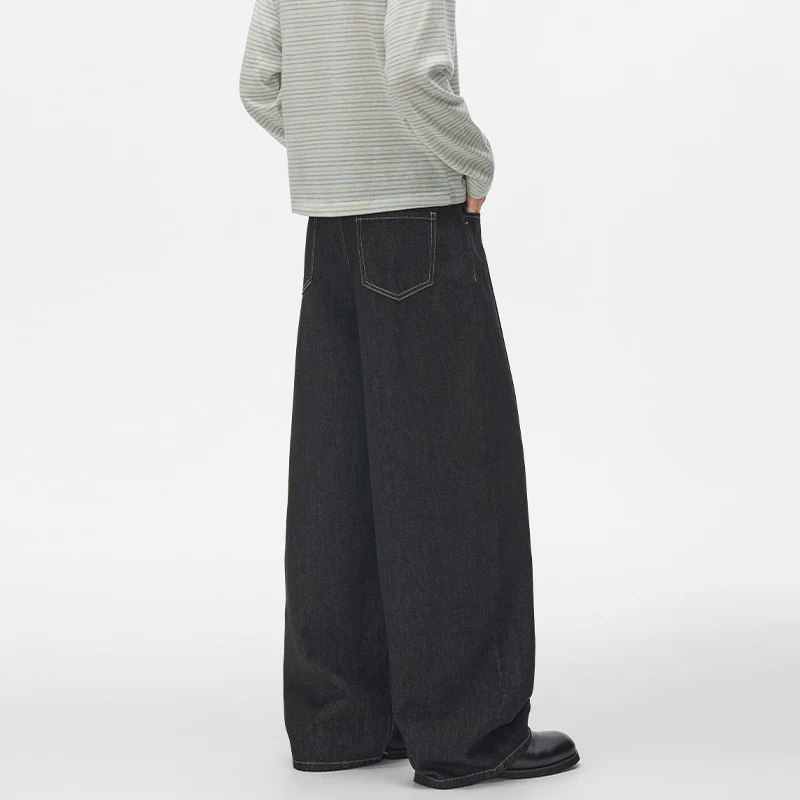 Damen High‑Waist Plissée-Denim-Palazzohose mit ultrabreitem Bein und verlängertem Saum Drune