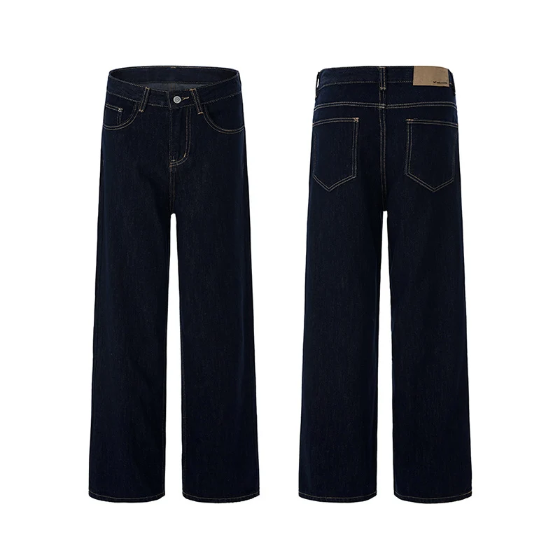 Damen Fließende Oversize-Denim-Palazzohose mit hohem Bund und langen Saumfalten Drune