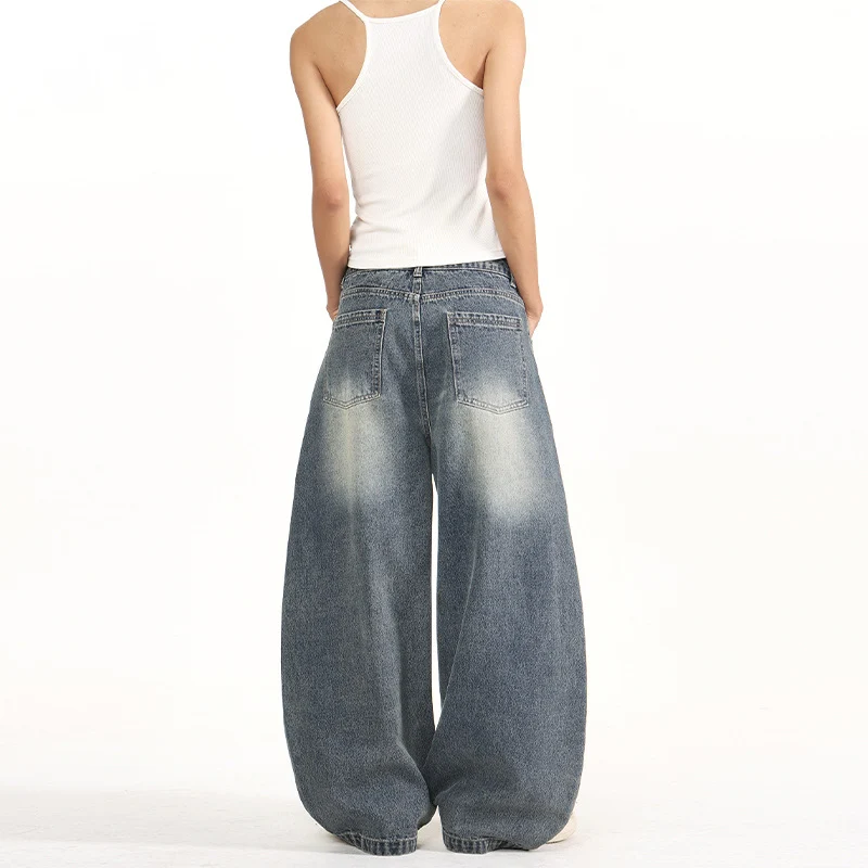Damen Extremeweite Balloon-Jeans im Palazzoschnitt mit aufgesetzten Taschen Drune