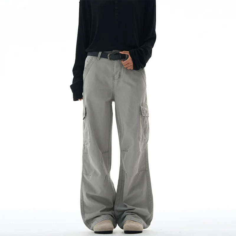Damen Extraweite utilitaristische Cargohose mit tiefem Schritt und abnehmbarem Schlüsselanhänger Drune