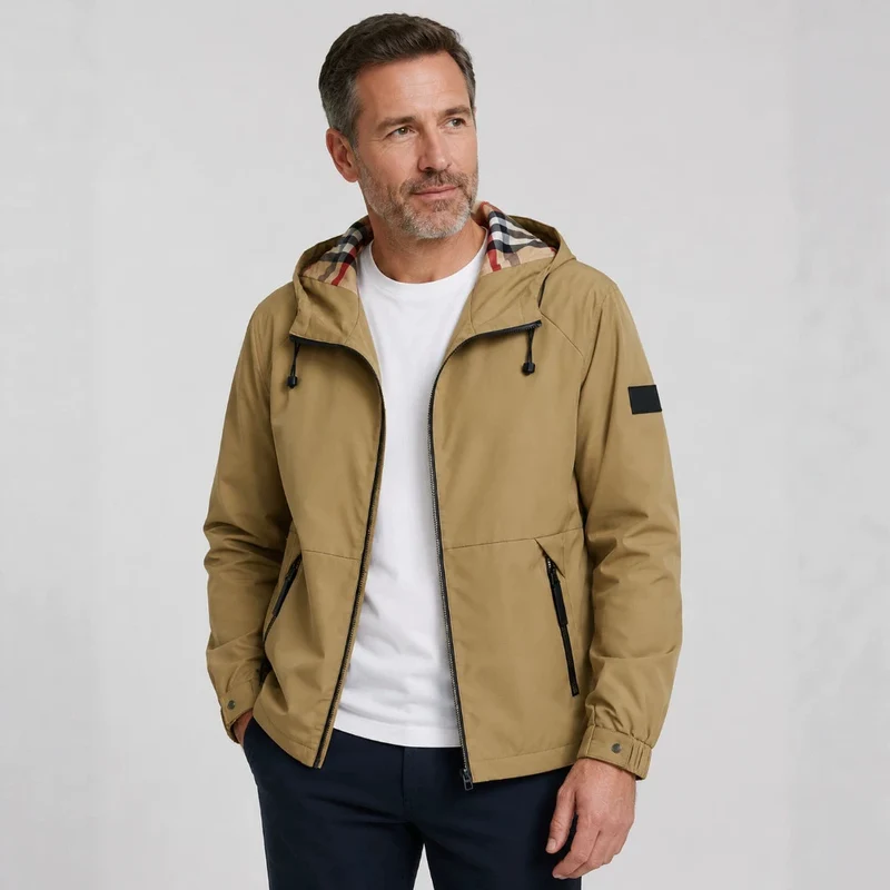 Herren Wasserfeste Übergangsjacke mit verstellbarem Kapuzenverschluss Drune