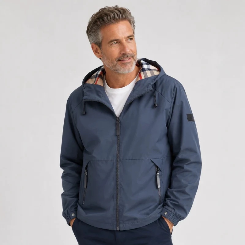 Herren Wasserfeste Übergangsjacke mit verstellbarem Kapuzenverschluss Drune