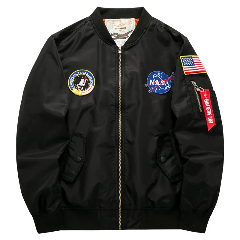 Herren Stylische Bomberjacke mit NASA-Patches Drune
