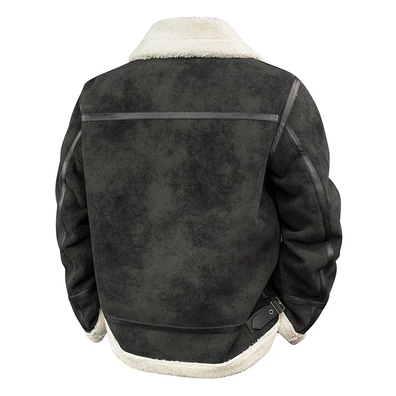 Herren Stylische Bomberjacke mit Kunstfell-Kragen Drune