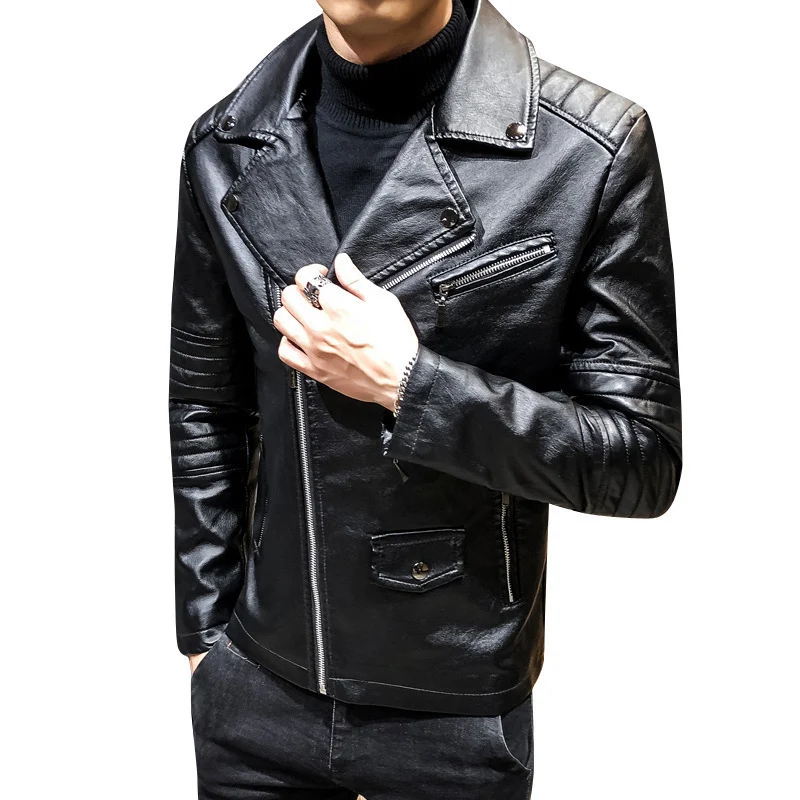 Herren Stilvolle Kunstleder-Bikerjacke Drune
