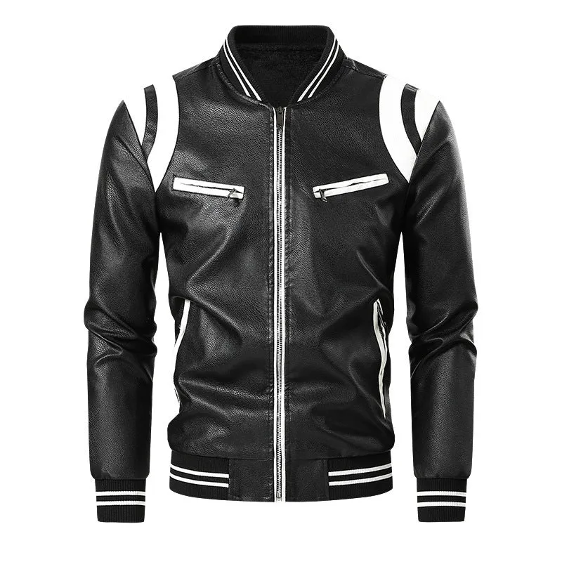 Herren Sportliche Lederjacke Drune