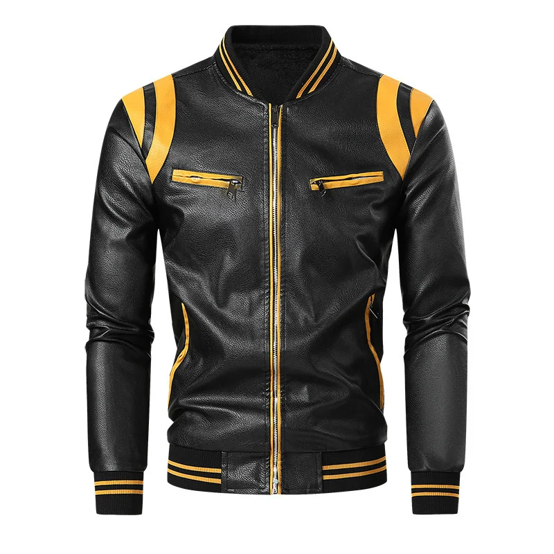 Herren Sportliche Lederjacke Drune