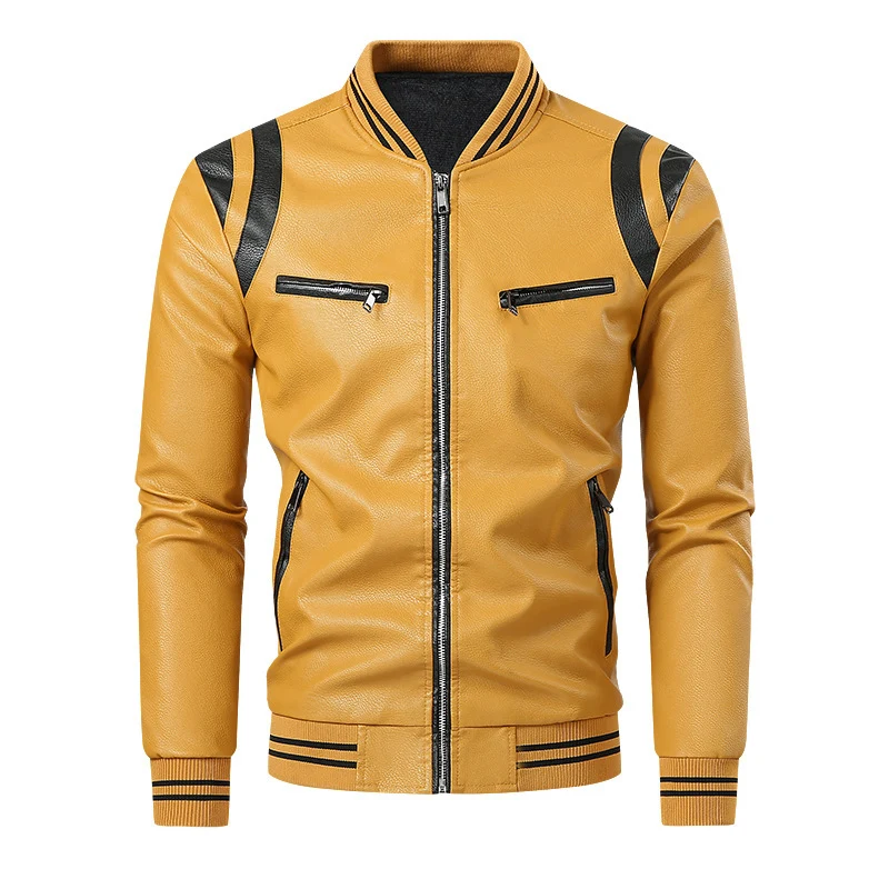 Herren Sportliche Lederjacke Drune